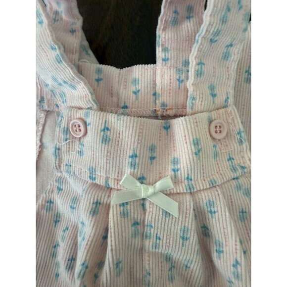 Vintage Girls Buster Brown Romper Overalls Pink/White Floral Outfit 18 Months - Picture 2 of 6